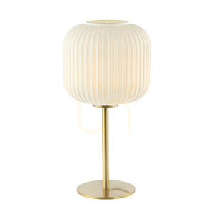 Stolní lampa E27 MAX 40W Skleněný materiál Bílá a mosaz Vypínač ZAMBELIS small 1