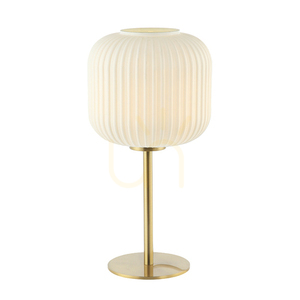 Stolní lampa E27 MAX 40W Skleněný materiál Bílá a mosaz Vypínač ZAMBELIS small 3