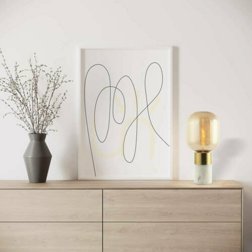 Kontrola Stolní lampa E14 MAX 25W sklo jantar - mosaz - bílá barva vypínač ZAMBELIS