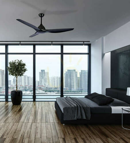 Kontrola Stropní ventilátor Zambelis černý matný s dálkovým ovládáním 70W