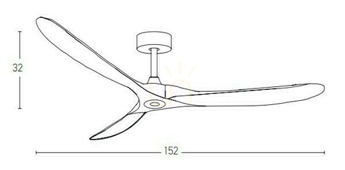 Kontrola Stropní ventilátor Zambelis černý matný s dřevěnými lopatkami 152 cm