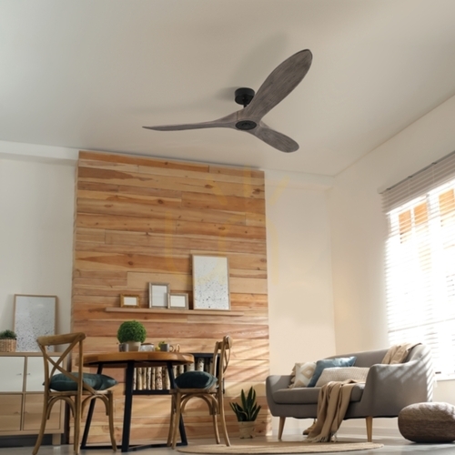 Kontrola Stropní ventilátor Zambelis černý matný s dřevěnými lopatkami 152 cm