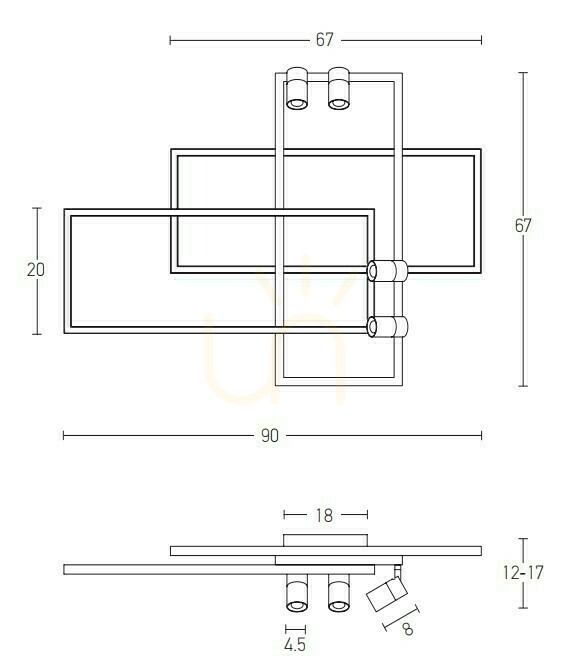 Náhled Stropní LED svítidlo Zambelis černé 32W+4x5W 3000K 90 cm Stropní LED svítidlo Zambelis černé 32W+4x5W 3000K 90 cm
