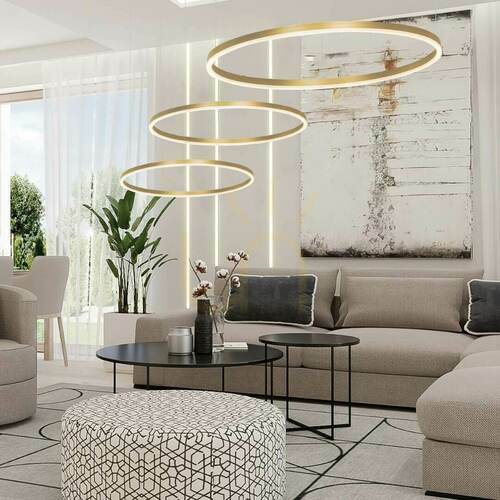 Kontrola Závěsné LED svítidlo Zambelis 55W 3000K zlaté matné, 80 cm