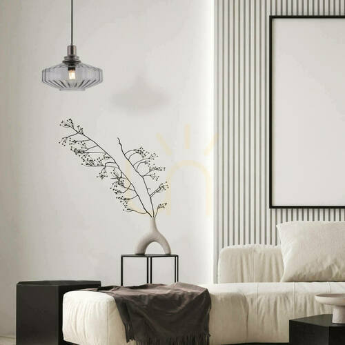 Kontrola Závěsné svítidlo Zambelis E27 40W kov a kouřové sklo 28 cm