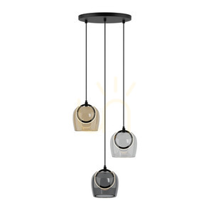 Závěsné LED svítidlo Zambelis 23081, černé, kouřové/šampaňské/čiré sklo, 18 W, 3000 K, Ø 44 cm small 1