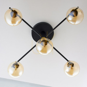 Stropní svítidlo Jupiter 2032 FIGARO, 5 × G9, jantarové sklo, černo-zlaté, 82 cm small 7