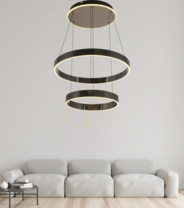 Závěsné svítidlo Aviano MARLING 6072-305, dva kruhy Ø 60 a 40 cm, LED 72 W 8200 lm 3000K, černý chrom small 2