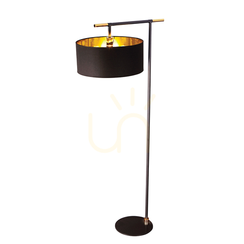 Kontrola Stojací lampa Balance - 1 světelný zdroj - černá / leštěná mosaz Elstead