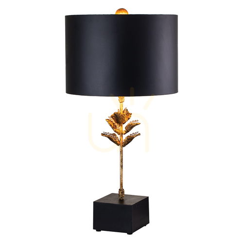 Kontrola Stolní lampa Camilia - antické zlato a černá, černé stínidlo Elstead