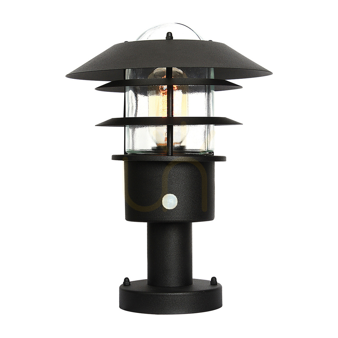 Helsingor PIR sensor pedestal lantern - 1 light source - Black Elstead