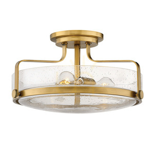 Střední stropní svítidlo s odsazením Harper - 3 světelné zdroje - mosaz Heritage Brass, sklo s bublinkami Elstead small 0