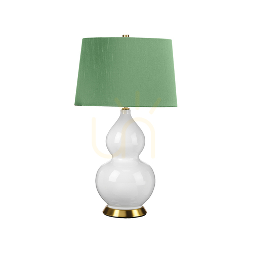 Kontrola Stolní lampa Isla - 1 světelný zdroj - bílá / staromosaz Elstead