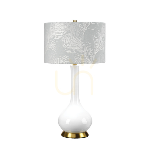 Kontrola Stolní lampa Milo - 1 světelný zdroj - bílá / staromosaz Elstead