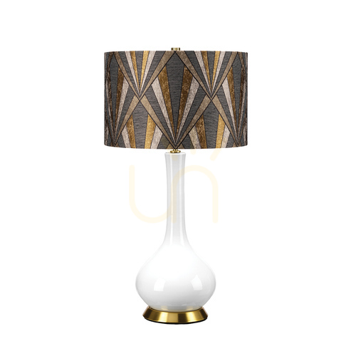 Kontrola Stolní lampa Milo - 1 světelný zdroj - bílá / staromosaz Elstead