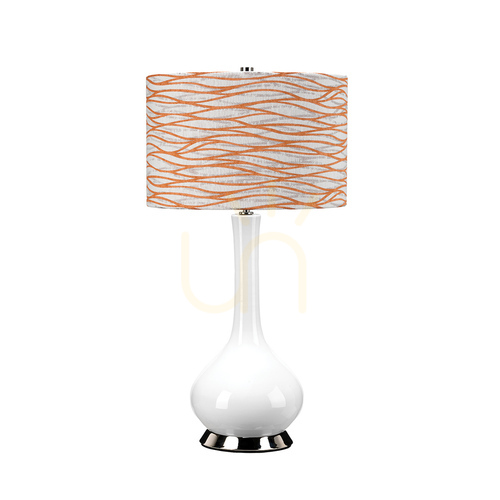 Kontrola Stolní lampa Milo - 1 světelný zdroj - bílá / leštěný nikl Elstead