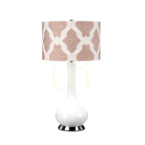 Kontrola Stolní lampa Milo - 1 světelný zdroj - bílá / leštěný nikl Elstead