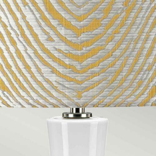 Kontrola Stolní lampa Milo - bílá / leštěný nikl / žluté stínidlo - Elstead