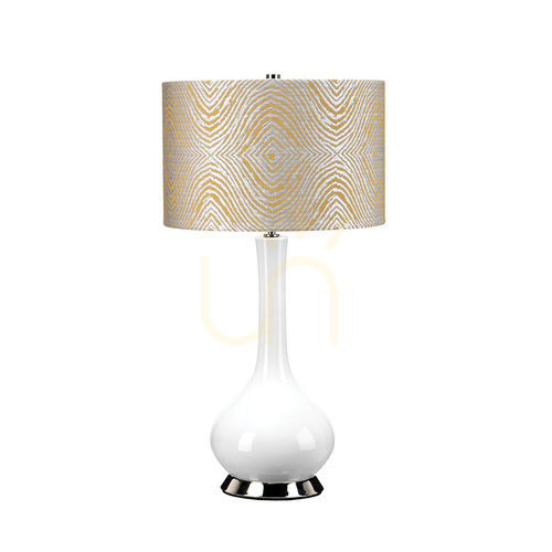 Kontrola Stolní lampa Milo - 1 světelný zdroj - bílá / leštěný nikl Elstead