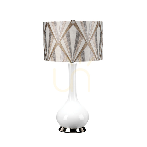Kontrola Stolní lampa Milo - 1 světelný zdroj - bílá / leštěný nikl Elstead