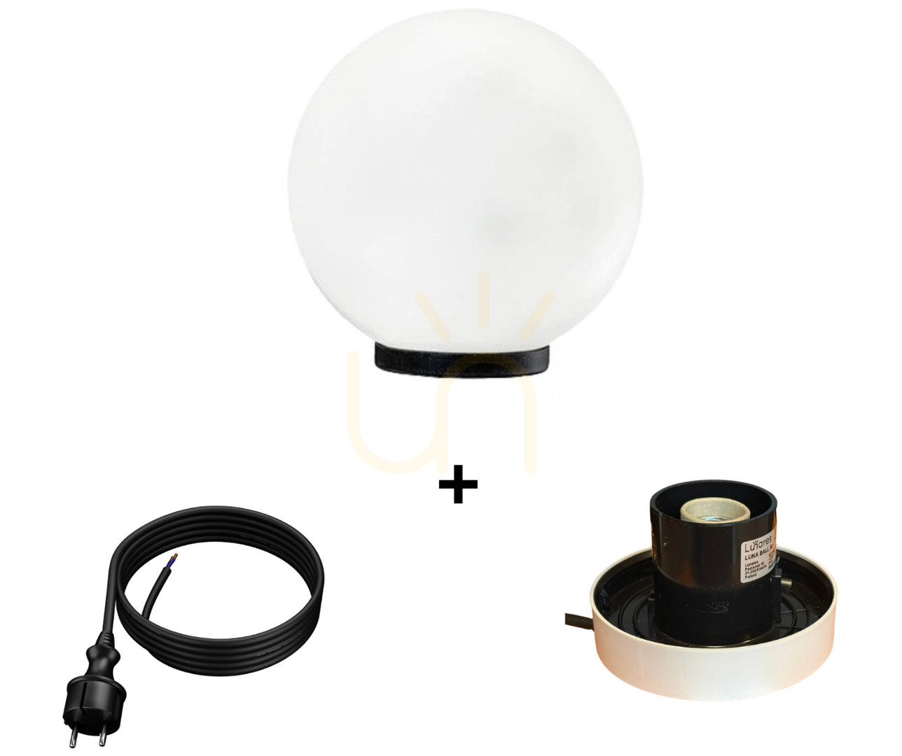 LUNA BALL 30 cm dekorativní svítící zahradní koule včetně kabelu a montážního ozdobného kroužku - PREMIUM - UV - LUNARES