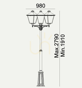 Zahradní / parková lucerna IP54 LONDON BIG 4132WH 3x9,5W 3000K bílá - premium NORLYS small 2