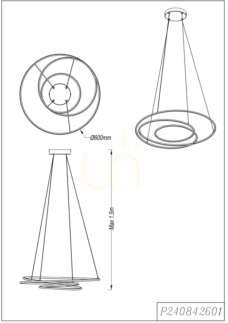 Pohled Závěsné svítidlo Zuma Line ZEPHYRA P240842601 černá 1xLED Závěsné svítidlo Zuma Line ZEPHYRA P240842601 černá 1xLED