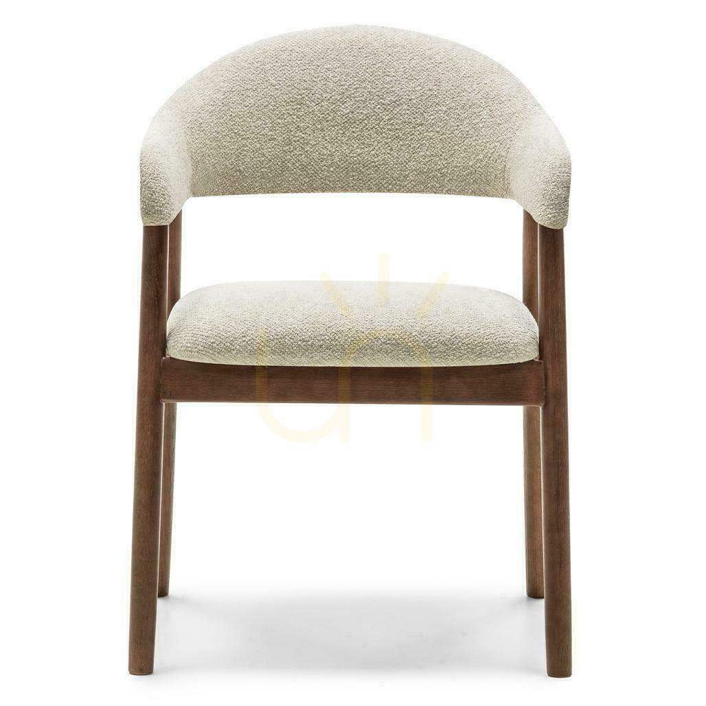 Sada 2 čalouněných židlí LARIS Beige Boucle s nohami z italského ořechu