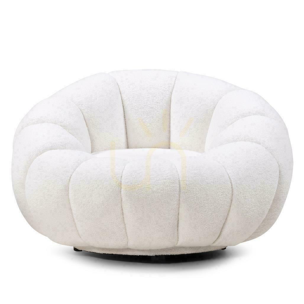 LOEL White Boucle Puff s otočnou základnou