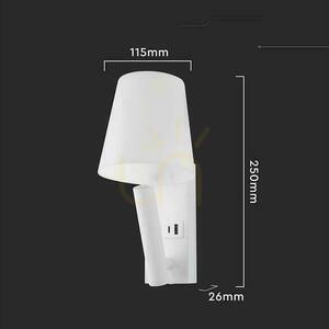 LED svítidlo V-TAC 2W COB CREE nástěnná lampa bílá hotelová postel USB+USB C difuzor VT-80062-W 3000K 60lm 2 LED svítidlo V-TAC 2W COB CREE nástěnná lampa bílá hotelová postel USB+USB C difuzor VT-80062-W 3000K 60lm small 2