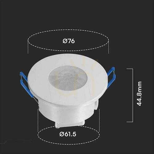 Kontrola Senzor pohybu 360st pod omítku bílý fi76 600W LED V-TAC VT-81041 Záruka 5 let