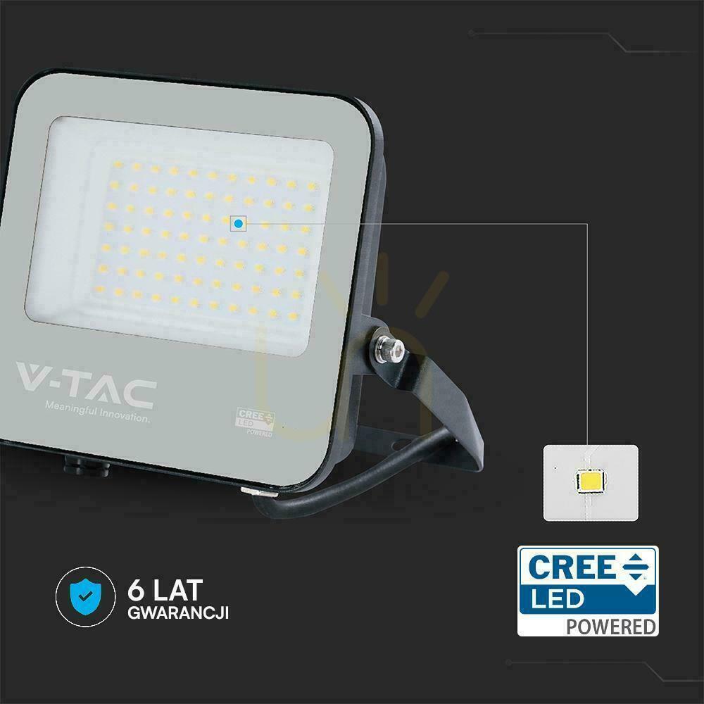 Pohled V-TAC CREE CHIP 50W LED projektor 135lm/W černé pouzdro šedé sklo IP65 VT-4455 3000K 6750lm 6 let záruka V-TAC CREE CHIP 50W LED projektor 135lm/W černé pouzdro šedé sklo IP65 VT-4455 3000K 6750lm 6 let záruka