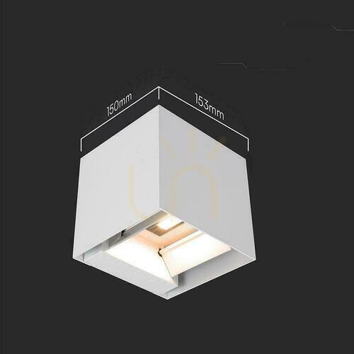Kontrola V-TAC 9W LED COB solární nástěnné svítidlo bílá kostka 15x15cm IP65 pohybové čidlo VT-409CCT 3000K-4000K-5000K 800lm