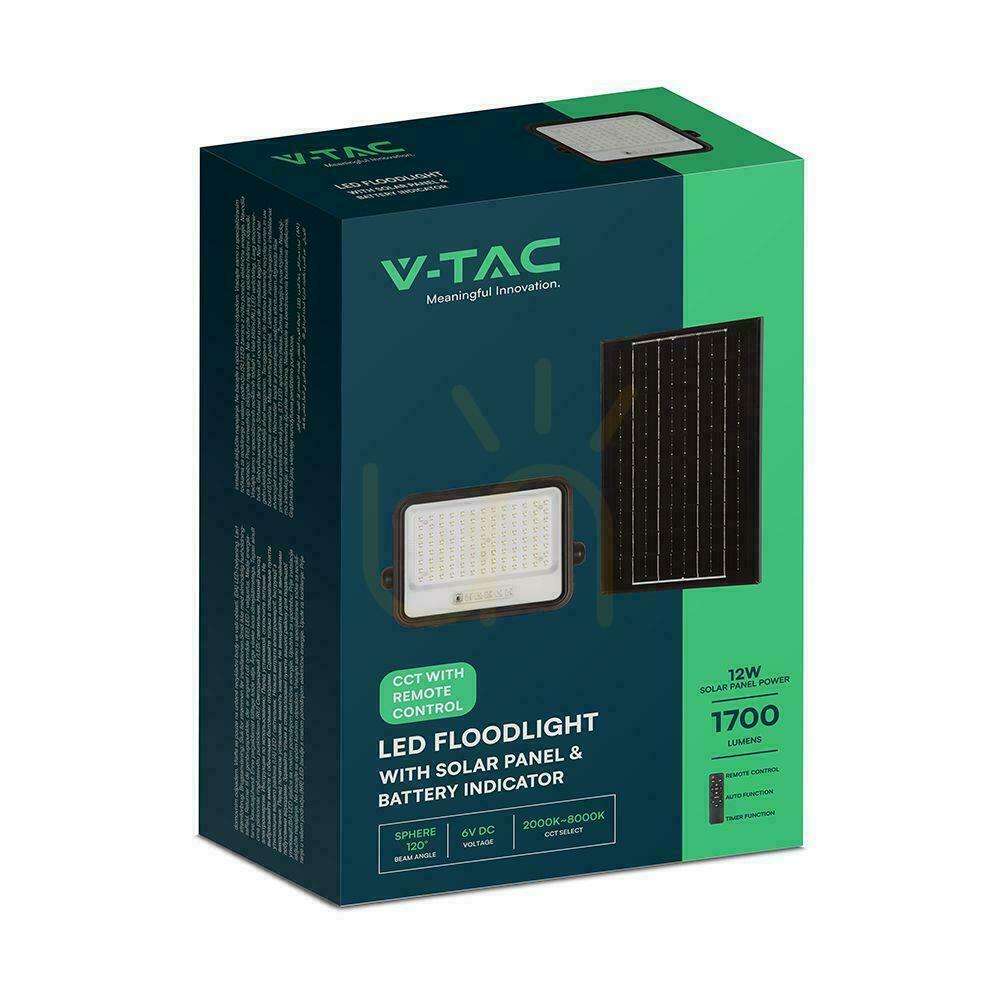 Kontrola V-TAC 200W CCT solární LED projektor dálkový automatický časovač IP65 černý VT-204W 1700lm 3 roky záruka V-TAC 200W CCT solární LED projektor dálkový automatický časovač IP65 černý VT-204W 1700lm 3 roky záruka