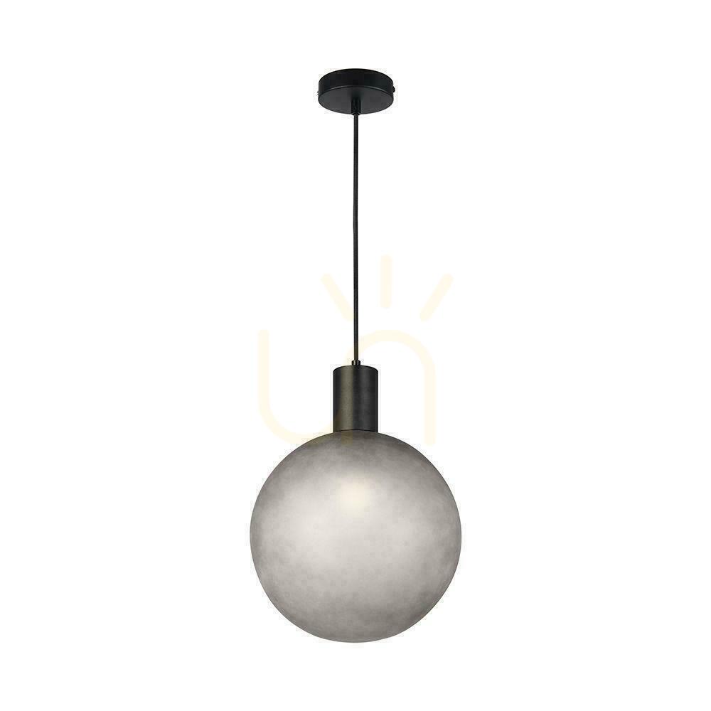 Kontrola V-TAC E27 závěsné svítidlo 300x400mm koule z kouřového skla, černá VT-89025 V-TAC E27 závěsné svítidlo 300x400mm koule z kouřového skla, černá VT-89025