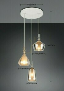 Závěsné svítidlo Trio ALDEA 349430317 3×E14 – bílá, chrom a jantarové sklo small 6