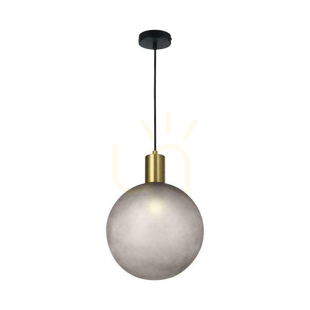 Kontrola V-TAC E27 závěsné svítidlo 300x400mm koule z kouřového skla, starozlatá VT-89025 V-TAC E27 závěsné svítidlo 300x400mm koule z kouřového skla, starozlatá VT-89025