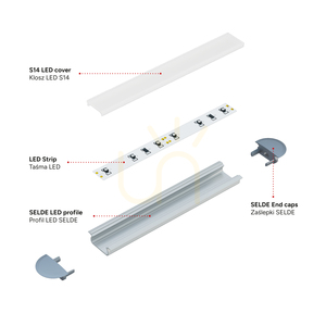 Sada zapuštěného LED profilu TEKKNI SELDE 3 m, stříbrná, matný difuzor S14 small 8