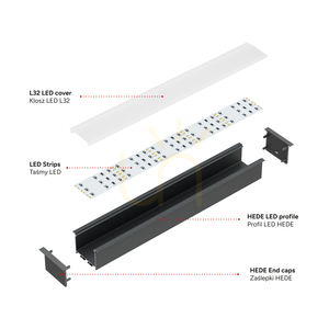 Sada vestavného LED profilu TEKKNI HEDE, černá, mléčný kryt 2,02 m small 7