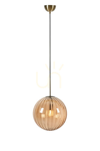 Kontrola Závěsné svítidlo Markslöjd Fengari 108763 jantarové sklo mosaz 35 cm