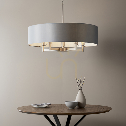 Kontrola Závěsné svítidlo Endon Grande Grey 5xE27 šedé 80 cm