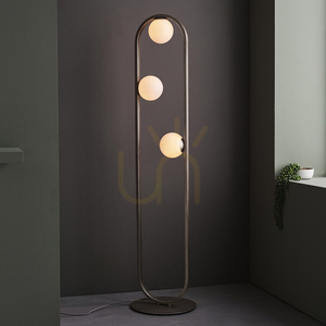 Stojací lampa Endon Enzo 92496, kartáčovaná stříbrná, opálové sklo, 3×G9 small 3