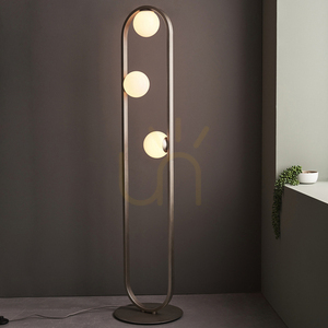 Stojací lampa Endon Enzo 92496, kartáčovaná stříbrná, opálové sklo, 3×G9 small 4