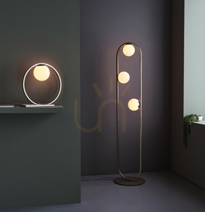 Stojací lampa Endon Enzo 92496, kartáčovaná stříbrná, opálové sklo, 3×G9 small 5