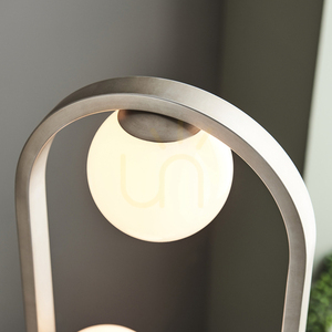 Stojací lampa Endon Enzo 92496, kartáčovaná stříbrná, opálové sklo, 3×G9 small 7