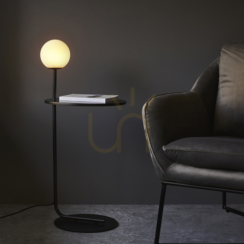 Kontrola Stojací lampa Endon Halo černá ocel a sklo