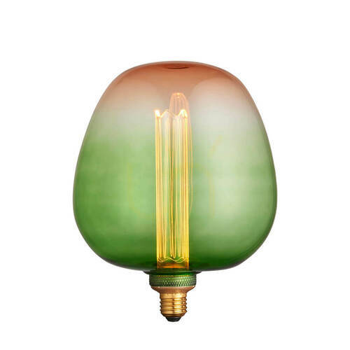 Kontrola Dekorativní LED žárovka Endon Roves E27 2,8 W 1800 K, zeleno-růžové ombré sklo, Ø 19 cm