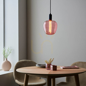 Závěsná lampa Endon Roves růžová E27 24,5 cm sklo ocel small 4