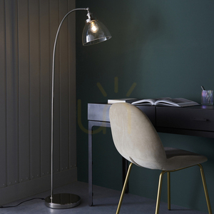 Stojací lampa Endon Hansen stříbrná ocel a sklo small 3
