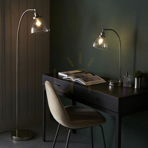 Stojací lampa Endon Hansen stříbrná ocel a sklo small 4